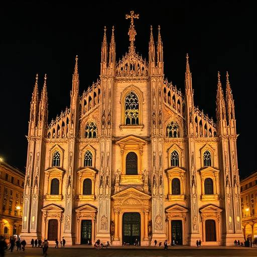 Il Duomo di Milano illuminato durante un evento serale