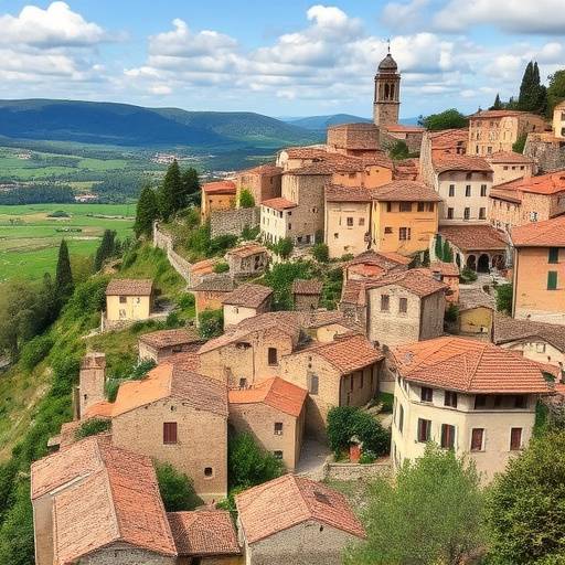 Panorama di un borgo medievale nella regione Lazio