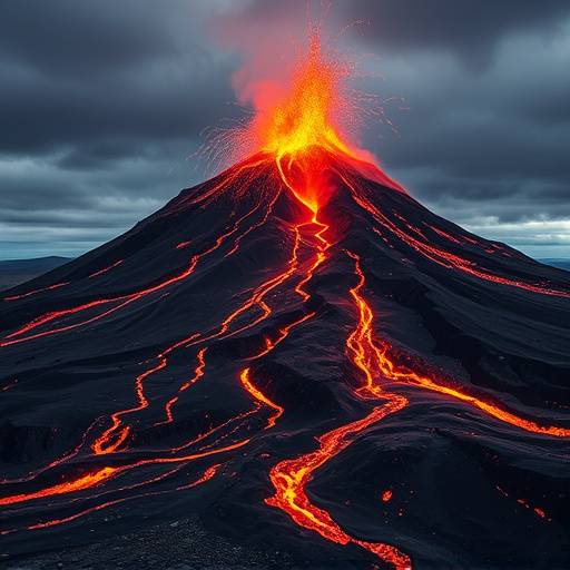 Un vulcano in eruzione in Islanda